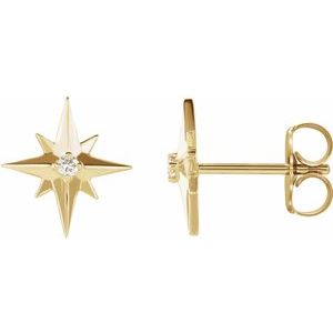 Ladies Natural Diamond Star Earrings (I1, G-H) — 14K Yellow Gold