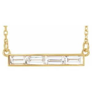 Ladies Natural Diamond Bar Necklace (I1, GHI) — 14K Yellow Gold