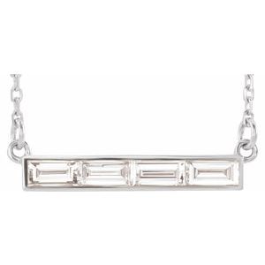 Ladies Natural Diamond Bar Necklace (I1, GHI) — 14K White Gold