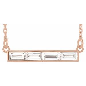 Ladies Natural Diamond Bar Necklace (I1, GHI) — 14K Rose Gold