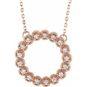 Ladies Natural Diamond Circle Necklace (I1, G-H) — 14K Rose Gold