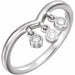 Ladies Natural Diamond Three-Stone Fringe V Ring (SI2-SI3, G-H) — Platinum