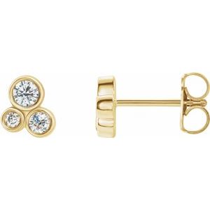 Ladies Natural Diamond Geometric Cluster Earrings — 14K Yellow Gold