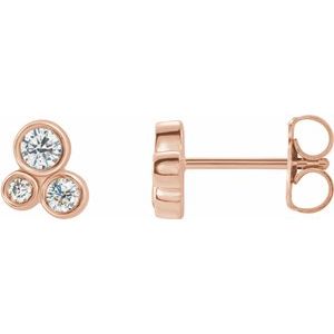 Ladies Natural Diamond Geometric Cluster Earrings — 14K Rose Gold