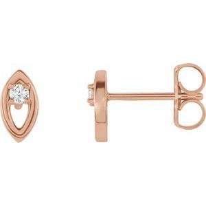 Ladies Natural Diamond Solitaire Earrings (I1, G-H) — 14K Rose Gold