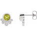 Ladies Natural Peridot Natural Diamond Earrings — Sterling Silver