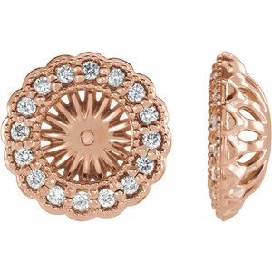 Ladies Natural Diamond Earring Jackets with 6 mm ID — 14K Rose Gold