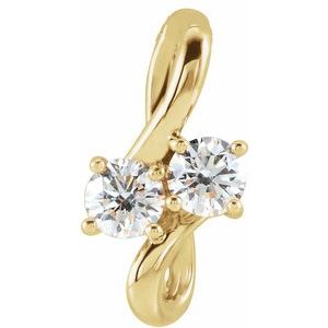 Ladies Natural Diamond Two-Stone Bypass Pendant (I1, G-H) — 14K Yellow Gold