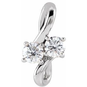 Ladies Natural Diamond Two-Stone Bypass Pendant (Si2-Si3, G-H) — Platinum