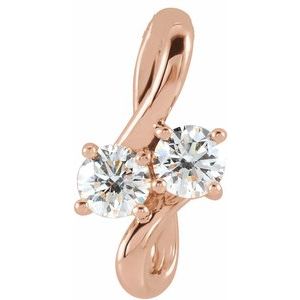Ladies Natural Diamond Two-Stone Bypass Pendant (I1, G-H) — 14K Rose Gold