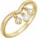 Ladies Natural Diamond Three-Stone Fringe V Ring (I1, G-H) — 14K Yellow Gold