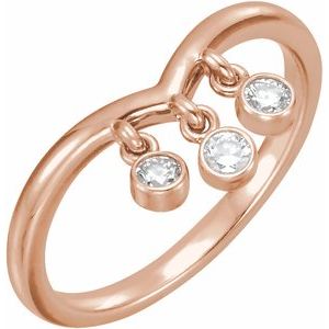 Ladies Natural Diamond Three-Stone Fringe V Ring (I1, G-H) — 14K Rose Gold