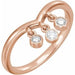 Ladies Natural Diamond Three-Stone Fringe V Ring (I1, G-H) — 14K Rose Gold