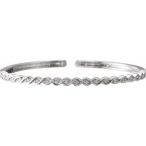 Ladies Natural Diamond Stackable Bangle Bracelet (I1, H+) — 14K White Gold