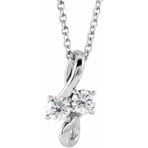 Ladies Natural Diamond Two-Stone Bypass Necklace (I1, G-H) — Sterling Silver