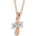 Ladies Natural Diamond Two-Stone Bypass Necklace (I1, G-H) — 14K Rose Gold