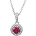 Ladies Natural Ruby Natural Diamond Necklace (I1, G-H) — 14K White Gold