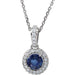 Ladies Natural Blue Sapphire Natural Diamond Necklace (I1, G-H) — 14K White Gold