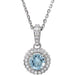 Ladies Natural Aquamarine Natural Diamond Necklace (I1, G-H) — 14K White Gold