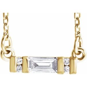 Ladies Natural Diamond Bar Necklace (I1, Ghi, G-H) — 14K Yellow Gold