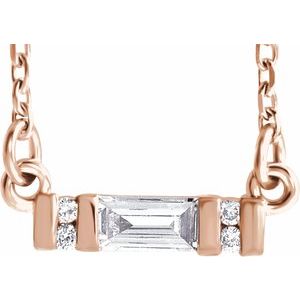 Ladies Natural Diamond Bar Necklace (I1, Ghi  G-H) — 14K Rose Gold