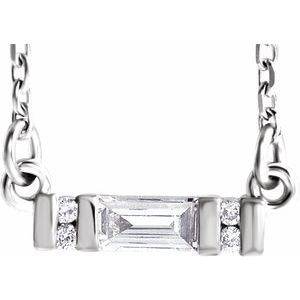 Ladies Natural Diamond Bar Necklace (I1, Ghi, G-H) — Sterling Silver