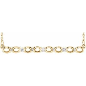 Ladies Natural Diamond Infinity-Inspired Bar Necklace (I1, G-H) — 14K Yellow Gold