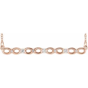 Ladies Natural Diamond Infinity-Inspired Bar Necklace (I1, G-H) — 14K Rose Gold