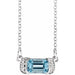 Ladies Natural Aquamarine Natural Diamond Bar Necklace (I1, G-H) — Sterling Silver