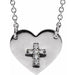 Ladies Natural Diamond Heart Cross Necklace (I1, G-H) — Sterling Silver