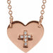 Ladies Natural Diamond Heart Cross Necklace (I1, G-H) — 14K Rose Gold