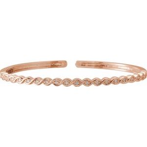 Ladies Natural Diamond Stackable Bangle Bracelet (I1, H+) — 14K Rose Gold