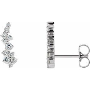 Ladies Natural Diamond Ear Climbers — Platinum