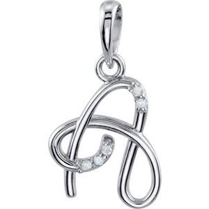 Ladies Natural Diamond Initial A Pendant (I1, G-H) — 14K White Gold