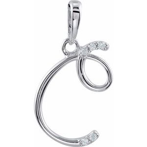 Ladies Natural Diamond Initial C Pendant (I1, G-H) — 14K White Gold