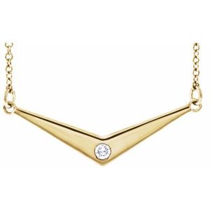 Ladies Natural Diamond V Necklace (I1, G-H) — 14K Yellow Gold