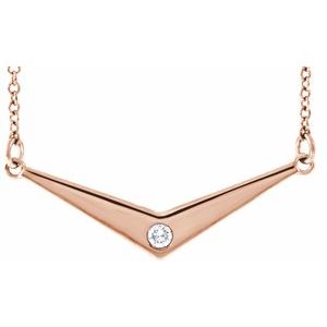 Ladies Natural Diamond V Necklace (I1, G-H) — 14K Rose Gold
