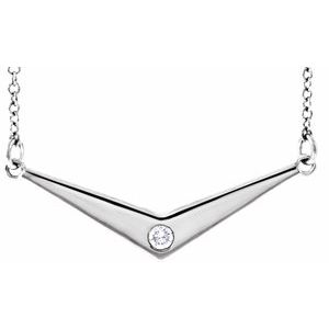 Ladies Natural Diamond V Necklace (I1, G-H) — Sterling Silver