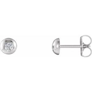 Ladies Natural Diamond Domed Stud Earring — Sterling Silver