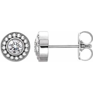 Ladies Natural Diamond Beaded Earrings (Si2-Si3, G-H) — Platinum