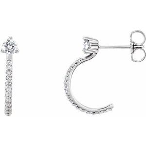 Ladies Natural Diamond J-Hoop Earrings (SI2-SI3, G-H) — Platinum