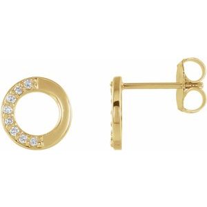 Ladies Natural Diamond Circle Earrings — 14K Yellow Gold