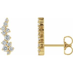 Ladies Natural Diamond Ear Climbers — 14K Yellow Gold