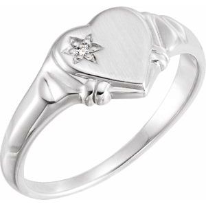 Ladies Natural Diamond Heart Ring (I2, G-H) — 14K White Gold