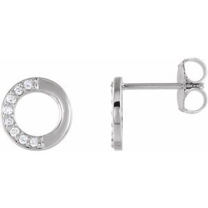 Ladies Natural Diamond Circle Earrings — Sterling Silver