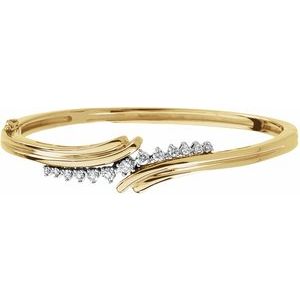 Ladies 14K Yellow/ Natural Diamond Bangle 7 1/ Bracelet (I1, G-H) — 14K Yellow/White Gold