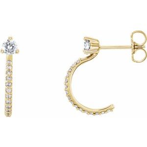 Ladies Natural Diamond J-Hoop Earrings (I1, G-H) — 14K Yellow Gold