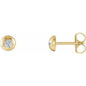 Ladies Natural Diamond Domed Stud Earring — 14K Yellow Gold