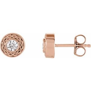 Ladies Natural Diamond Earrings (I1, G-H) — 14K Rose Gold