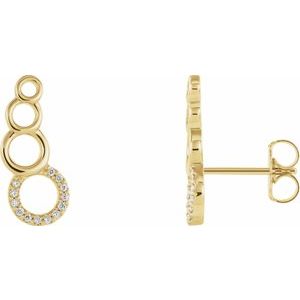 Ladies Natural Diamond Geometric Ear Climbers — 14K Yellow Gold